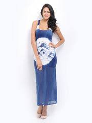 American Laundry Blue &amp; White Tie-Dye Print Maxi Dress