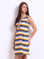 American Swan Navy &amp; White Striped Fit &amp; Flare Dress