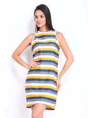American Swan Orange &amp; Navy Striped Tailored Dress