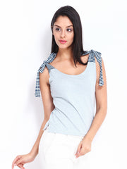 American Swan Women Blue Melange Top