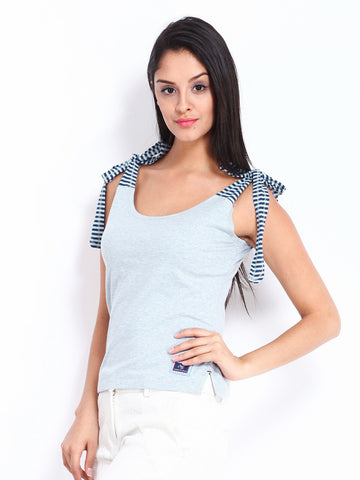 American Swan Women Blue Melange Top