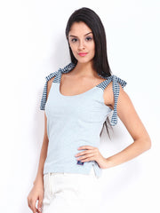 American Swan Women Blue Melange Top