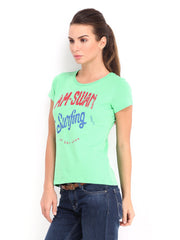 American Swan Women Green Printed T-shirt
