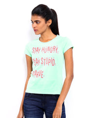 American Swan Women Green Printed Top