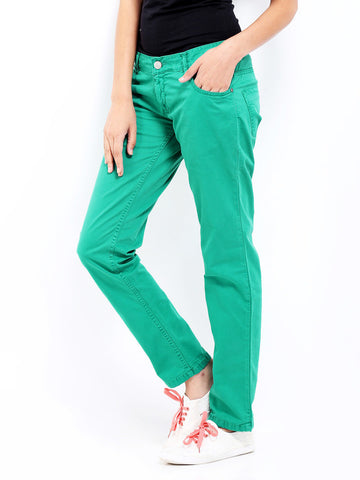 American Swan Women Green Slim Fit Trousers
