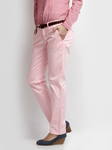 American Swan Women Pink Smart-Casual Trousers