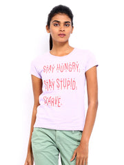 American Swan Women Lavender Printed T-shirt