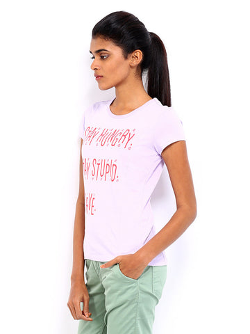 American Swan Women Lavender Printed T-shirt