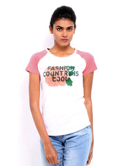 American Swan Women White &amp; Pink Printed T-shirt