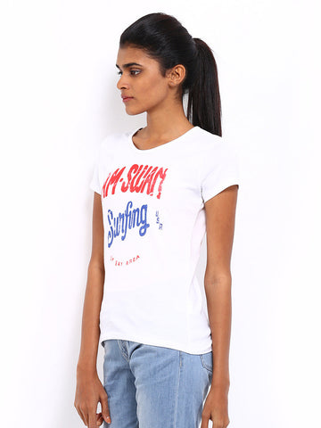 American Swan Women White Printed T-shirt