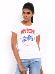 American Swan Women White Printed T-shirt