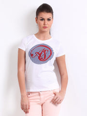 American Swan Women White Printed T-shirt