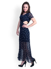 Anasazi Blue Polka Dot Printed Opera Dress