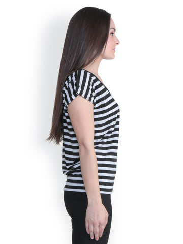 Anasazi Women Black &amp; White Striped Top