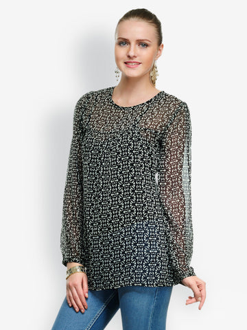 Anasazi Women Black Printed Top