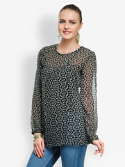 Anasazi Women Black Printed Top