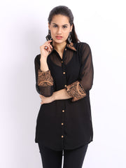 Aneri Women Black Embroidered Tunic