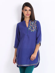 Aneri Women Blue Embroidered Kurta