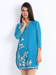 Aneri Women Blue Embroidered Kurta