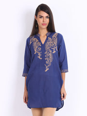 Aneri Women Blue Embroidered Kurta