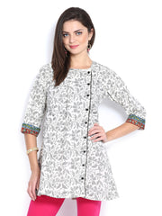 Aneri Women Off-White &amp; Black Printed Kurta