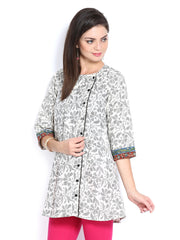 Aneri Women Off-White &amp; Black Printed Kurta
