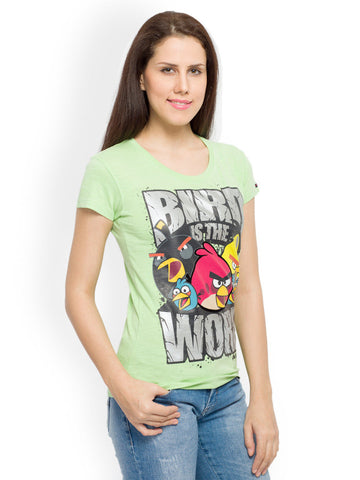 Angry Birds Women Green Printed T-shirt