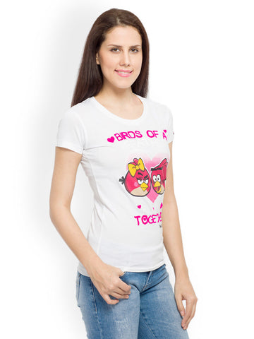 Angry Birds Women White Printed T-shirt