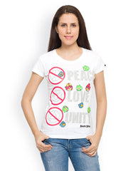 Angry Birds Women White Printed T-shirt