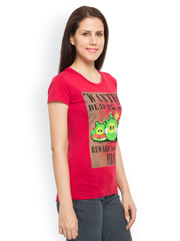 Angry Birds Women Red Printed T-shirt