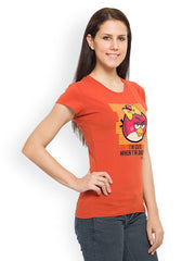 Angry Birds Women Orange Printed T-shirt