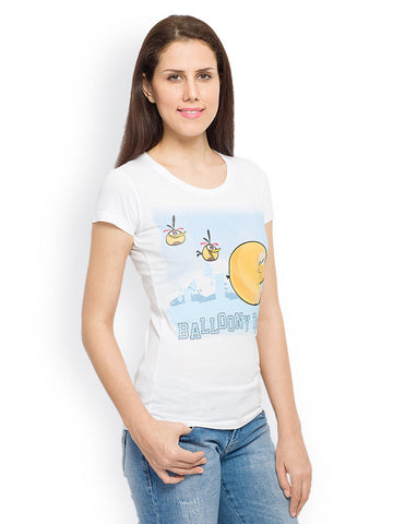 Angry Birds Women White Printed T-shirt
