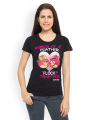 Angry Birds Women Black Printed T-shirt