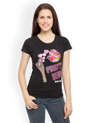 Angry Birds Women Black Printed T-shirt