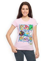 Angry Birds Women Pink Printed T-shirt