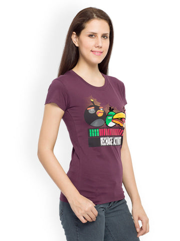 Angry Birds Women Purple Printed T-shirt