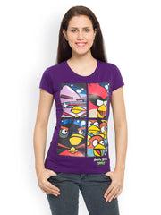Angry Birds Women Purple Printed T-shirt