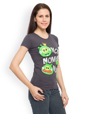 Angry Birds Women Grey Printed T-shirt