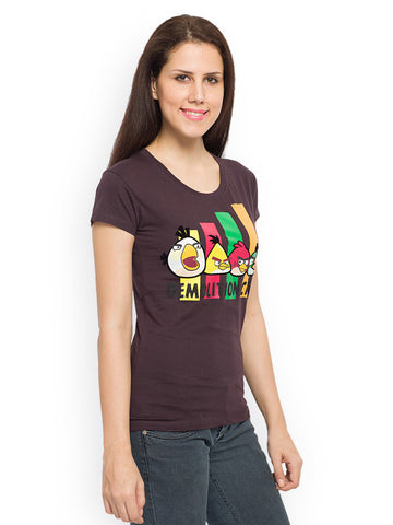 Angry Birds Women Brown Printed T-shirt