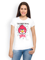 Angry Birds Women White Printed T-shirt