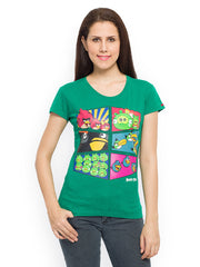 Angry Birds Women Green Printed T-shirt