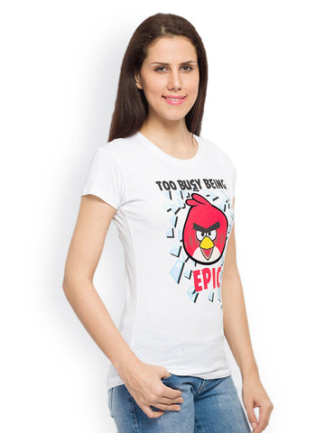 Angry Birds Women White Printed T-shirt