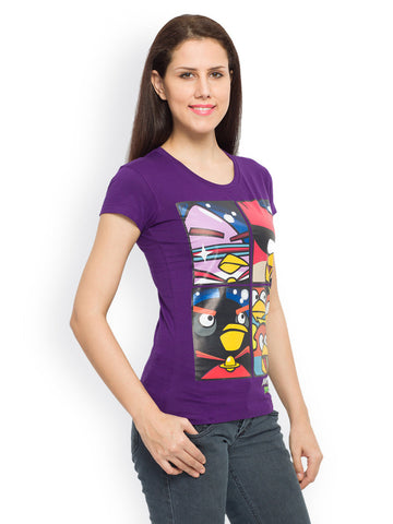 Angry Birds Women Purple Printed T-shirt