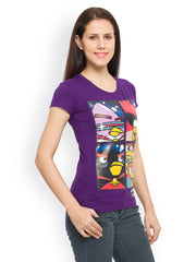 Angry Birds Women Purple Printed T-shirt