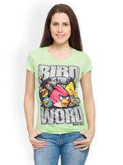 Angry Birds Women Green Printed T-shirt