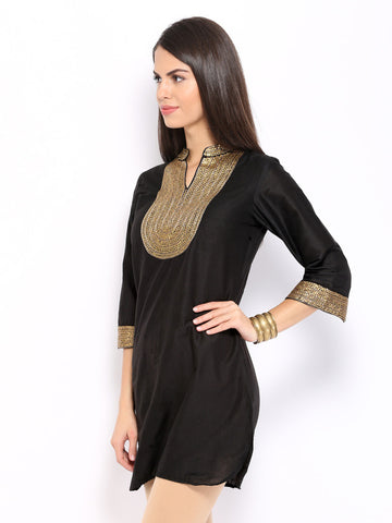Anouk Rustic Women Black Art Silk Tunic