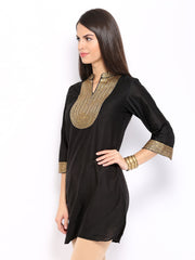 Anouk Rustic Women Black Art Silk Tunic