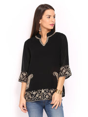 Anouk Rustic Women Black Embroidered Kurti