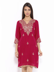 Anouk Rustic Women Magenta Georgette Embroidered Kurta