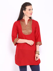 Anouk Rustic Women Red Art Silk Kurta